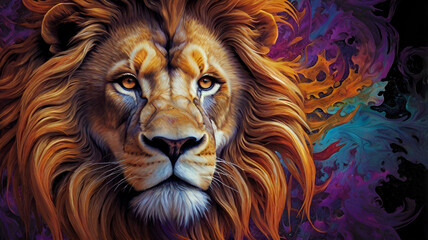 Artistic Digital Painting of a Lion with a Mystical and Ethereal Glow