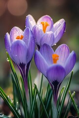 Beautiful crocuses bloom in spring