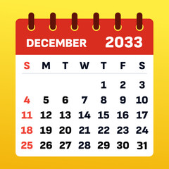 December 2033 Calendar glows with holiday cheer, winter’s magic, and festive joy. Celebrate love, traditions, and the excitement of a brand-new year