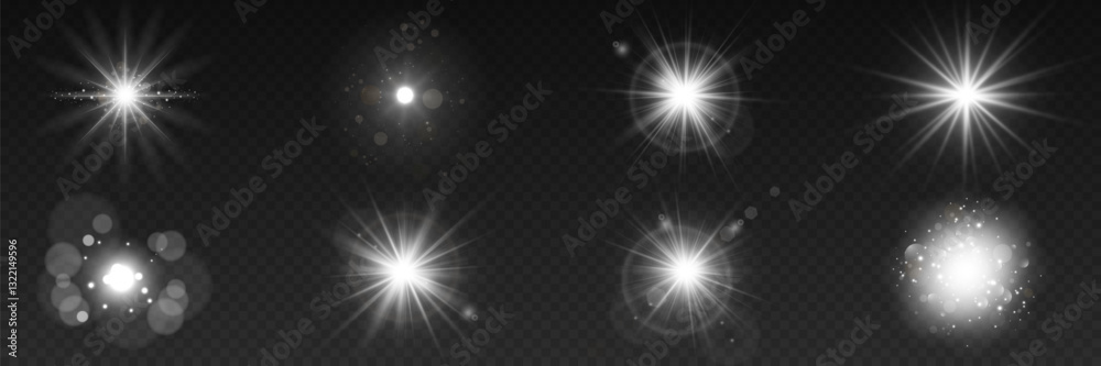 Wall mural yellow glowing light explodes on a transparent background. sparkling magical dust particles. bright 