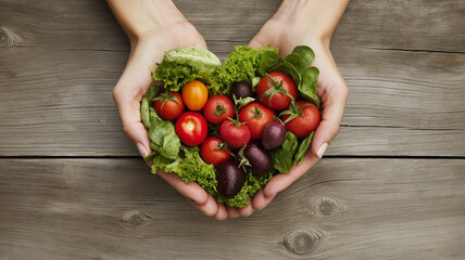 Zdrowa dieta. Zrównoważone odżywianie. Składniki odżywcze ułożone w serce 