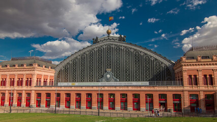 Puerta De Atocha train station building timelapse hyperlapse in Madrid, Spain. © HyperlapsePro