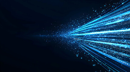 Dynamic Blue Light Rays With Sparkling Particles On A Dark Background Creating A Futuristic Technological Abstract Design