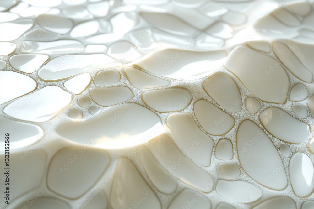 Poster abstract image of a creamy, textured surface with organic, bubble-like shapes.
