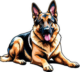 German Shepherd Dog Peacefully Lying on the Floor