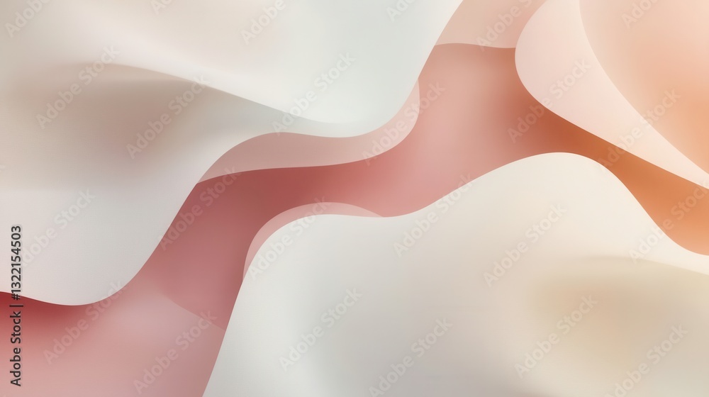 Poster Modern minimalist background featuring soft overlapping geometric shapes in light pastel tones with smooth gradients and subtle drop shadows
