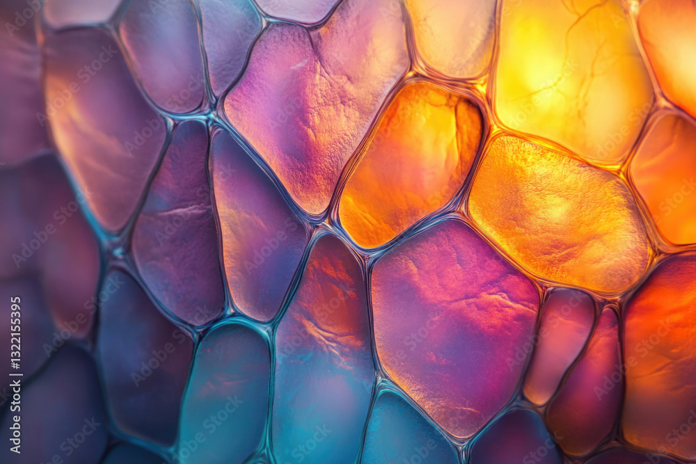 Poster abstract image of vibrant, colorful oil and water creating a unique textured pattern.