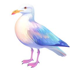 Pastel Seagull A Dreamy Bird in Flightless Pose