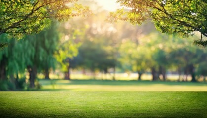 Blurred Defocused Park Garden Tree in Natures Embrace A Tranquil Moment Amidst the Vibrant Flora and Verdure, Encapsulating the Peace and Serenity of a Secluded Sanctuary.