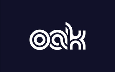 Obraz premium OAK Creative Unique Modern Letter Logo Design. Stylized logo featuring a unique letter design, presenting abstract minimalist aesthetics and modern appeal.