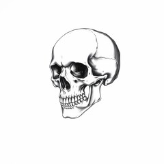 Fototapeta premium Memento Mori: A detailed sketch of a human skull, capturing the starkness of mortality and the brevity of existence, perfect for artistic or educational purposes.