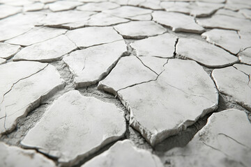 Cracked, parched earth reveals the harsh reality of drought and desertification.