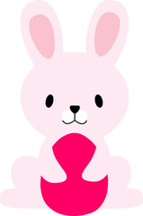 cute cartoon bunny with pink egg