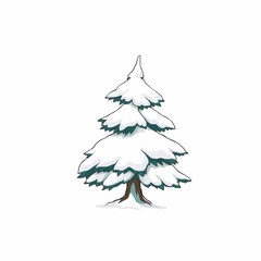 Winter's Embrace: A pine tree, gracefully adorned with a heavy blanket of snow, stands serene, capturing the magic of winter.