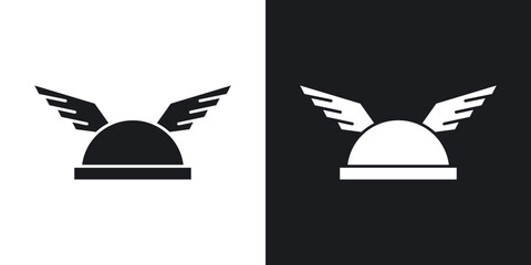 Winged viking helmet icons in solid black and white collection