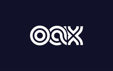 OAX Creative Unique Modern Letter Logo Design. Stylized logo featuring a unique letter design, presenting abstract minimalist aesthetics and modern appeal.