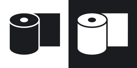 Toilet paper icons in solid black and white collection