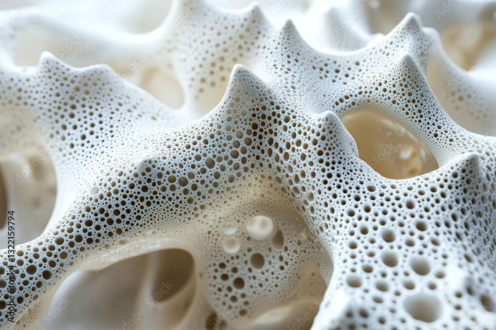 Poster Abstract 3D rendering of a porous, textured surface resembling bone or foam.