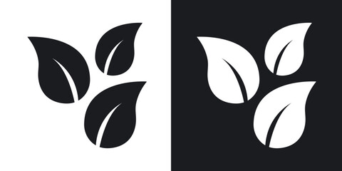 Tea leaves icons in solid black and white collection