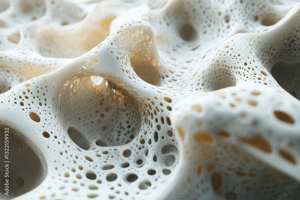 Poster Abstract 3D rendering of a porous, cavernous structure resembling foam or bone.
