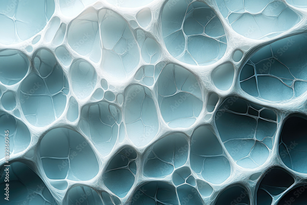 Aufkleber Abstract 3D rendering of interconnected organic shapes resembling a network or cellular structure.