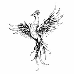 Obraz premium Phoenix Rising: A majestic phoenix, depicted in intricate detail, with outstretched wings. A timeless symbol of rebirth and resilience.