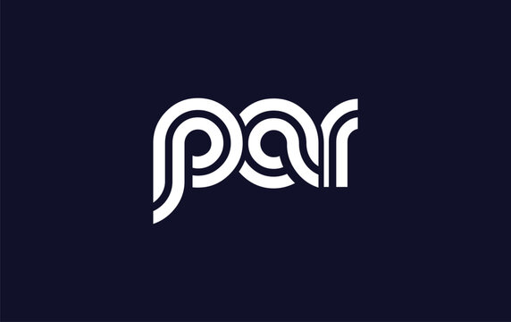 PAR Creative Unique Modern Letter Logo Design. Stylized logo featuring a unique letter design, presenting abstract minimalist aesthetics and modern appeal.