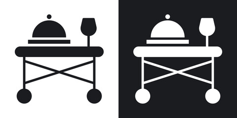 Room service icons in solid black and white collection