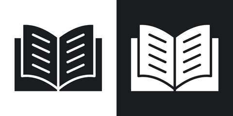 Open book icons in solid black and white collection