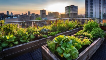 Fototapeta premium vibrant urban garden on a rooftop in the city