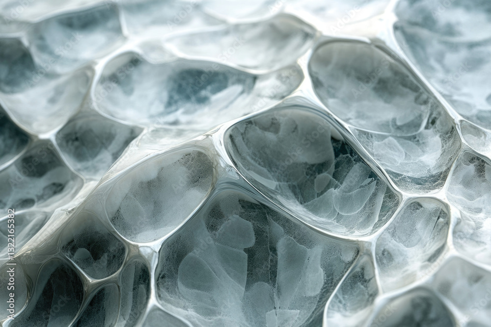 Poster Abstract close-up of a textured surface resembling ice or a cellular structure.