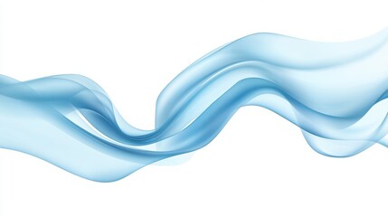 A flat vector illustration of a flowing ribbon in the wind, smooth wavy lines, soft blue fabric with subtle shading, abstract wind lines curving around the ribbon. White background