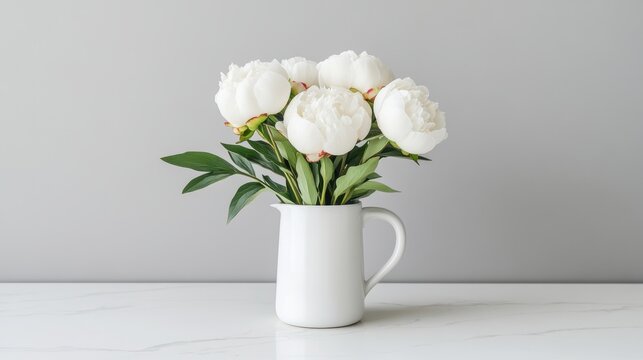 floral arrangement decoration, a beautiful arrangement of peonies on a simple scandi table, bathed in warm daylight a thoughtful mothers day gift in china