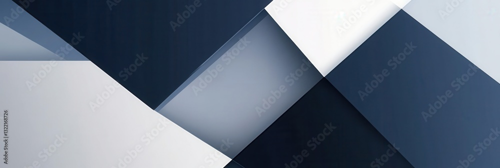 Poster Structured geometric background with angular shapes in navy blue, gray, and white for modern design projects and presentations