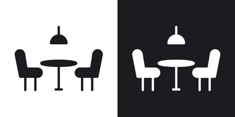 Dining table icons in solid black and white collection