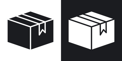 Delivering box icons in solid black and white collection