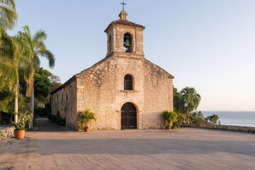 Obraz premium A large church with a bell tower and a small bell