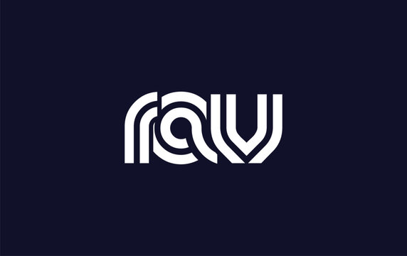 RAV Creative Unique Modern Letter Logo Design. Stylized logo featuring a unique letter design, presenting abstract minimalist aesthetics and modern appeal.
