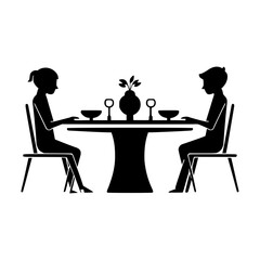 silhouette of a couple in cafe
