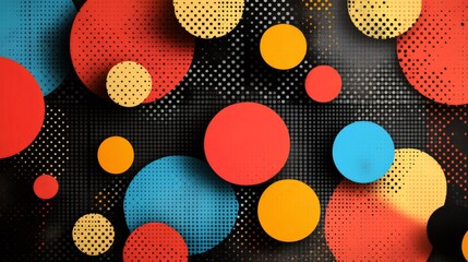Colorful polka dot circles creating vibrant retro pop art design