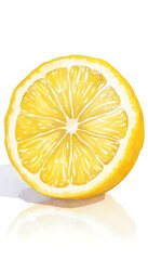 Wrinkled lemon wedge painted in soft watercolor tones with delicate brushstrokes