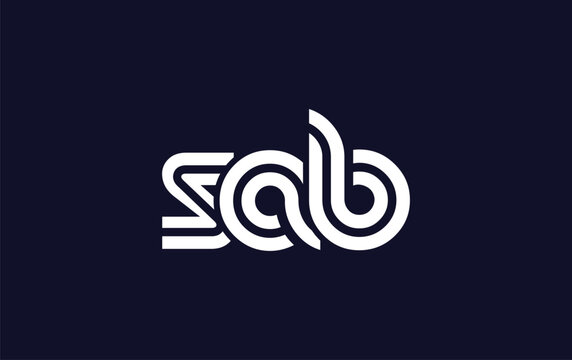 SAB Creative Unique Modern Letter Logo Design. Stylized logo featuring a unique letter design, presenting abstract minimalist aesthetics and modern appeal.
