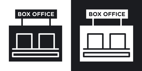 Box office icons in solid black and white collection