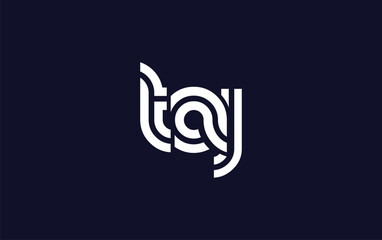 Obraz premium TAJ Creative Unique Modern Letter Logo Design. Stylized logo featuring a unique letter design, presenting abstract minimalist aesthetics and modern appeal.