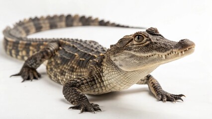 Fototapeta premium Chinese Crocodile in full view on white studio background