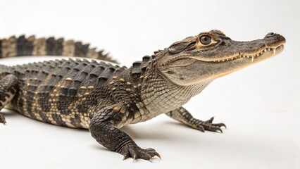 Obraz premium Chinese Crocodile in full view on white studio background