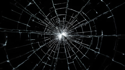 Dramatic Shattered Glass Texture Radial Crack Pattern Dark Backdrop