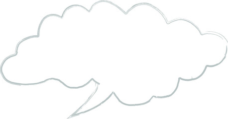 Speech bubble drawing hand.