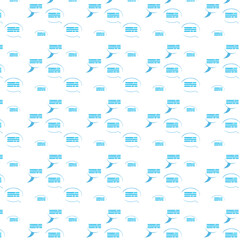 Background with White speech bubble with blue outline and stylized blue text lines symbolizing dialogue or digital communication.