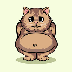 design ilustration brown cute cat